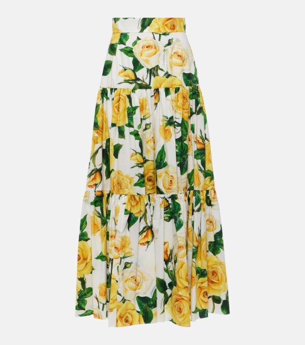 Dolce&Gabbana Floral tiered cotton maxi skirt