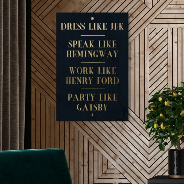 'Dress Speak Work Party Role Models' Typography on Wrapped Canvas