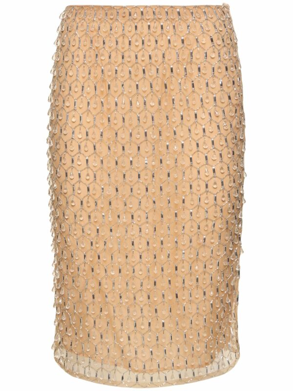 Drops Embroidery Tulle Midi Skirt