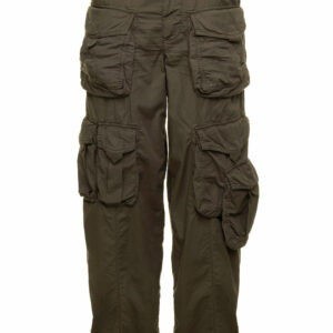 Dsquared2 Military Green Low Waisted Cargo Pants With Branded Buttons In Stretch Cotton Woman