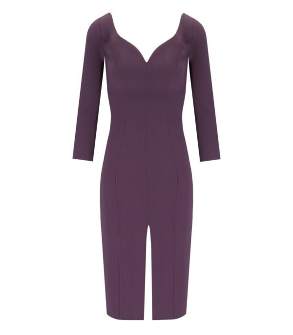 ELISABETTA FRANCHI PURPLE MIDI SHEATH DRESS