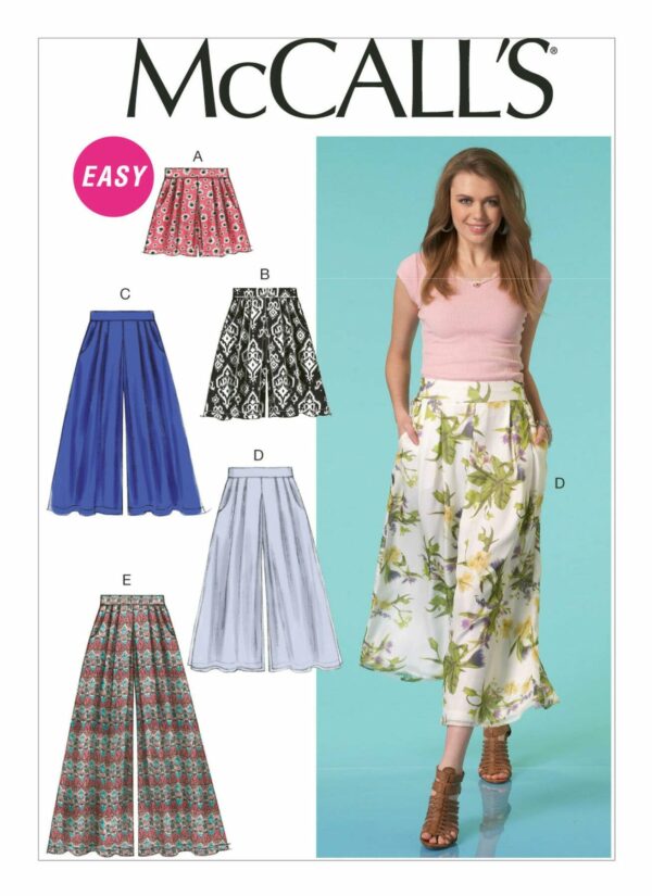 Easy Sewing Pattern For Womens Pants, Wide Leg Palazzo Culottes, Mccalls 7131, Size 8-16 & 16-24, Uncut Ff