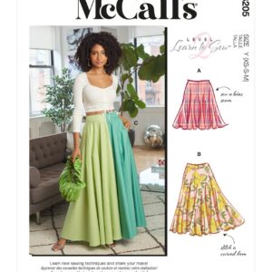 Easy Sewing Pattern For Women's Skirts, Maxi Skirt Pattern, Circle Skirt, Color Block Mccalls 8205, Size Xs-M & L-Xxl, Uncut Ff