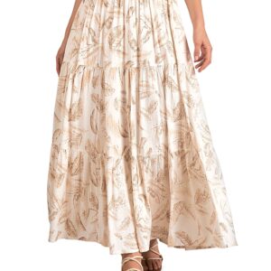 Elan Printed Tiered Maxi Skirt