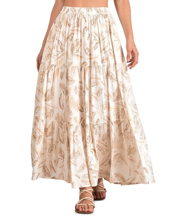 Elan Printed Tiered Maxi Skirt