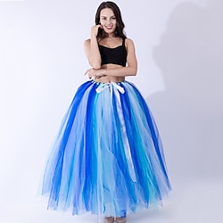 Elegant Rococo Petticoat Hoop Skirt Tutu Under Skirt Crinoline Tulle Skirt Long Length Women's Halloween Party Evening Skirt