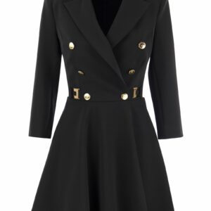 Elisabetta Franchi Robe-manteau In Double Crepe With Godet Skirt