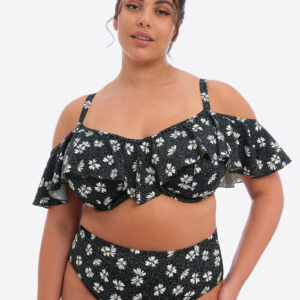 Elomi Plain Sailing Bardot Bikini Top Black Daisy