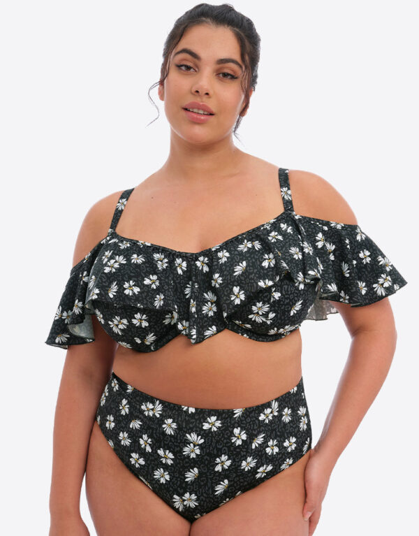 Elomi Plain Sailing Bardot Bikini Top Black Daisy