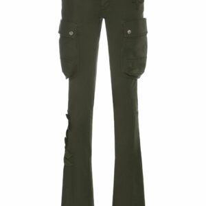 Embroidered Cotton Cargo Straight Pants