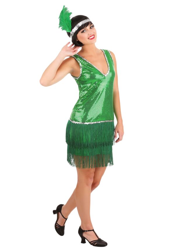 Emerald Flapper Women's Fancy Dress Costume Dress