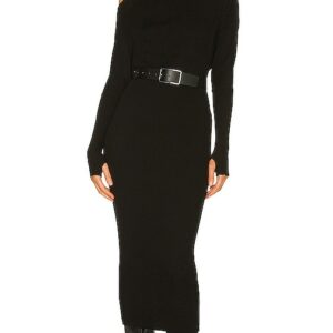 Enza Costa Sweater Knit Slouch Dress in Black. Size L, S, XL, XS.