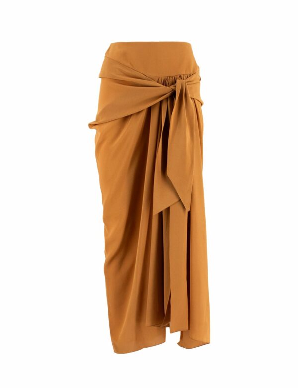 Ermanno Scervino Brown Silk Sarong Skirt