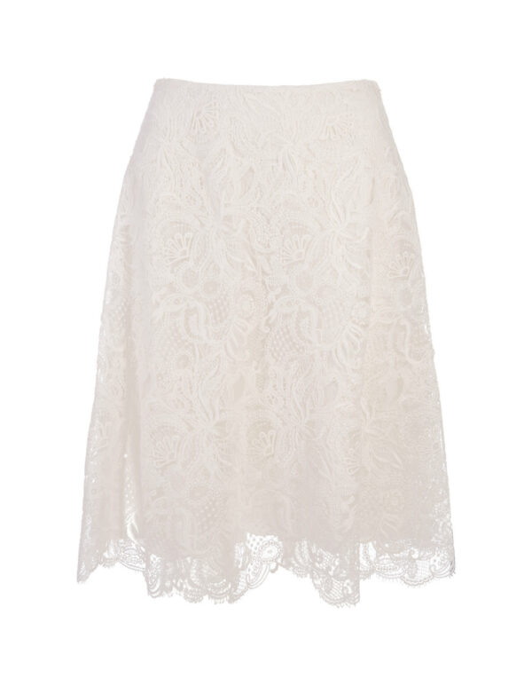 Ermanno Scervino Short A-line Skirt In White Lace