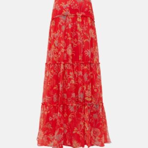 Etro Floral tiered silk maxi skirt