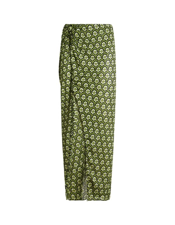 Etro Green Printed Jersey Sarong Skirt