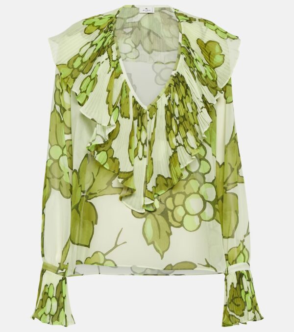 Etro Printed ruffle-embellished top