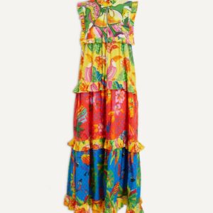 FARM Rio Mixed Prints Tiered Maxi-Dress