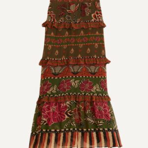 FARM Rio Women's Multicolour Ainika Floral Garden Tiered Maxi Skirt XL