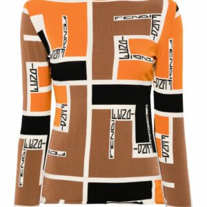 FENDI- Printed High-neck Top