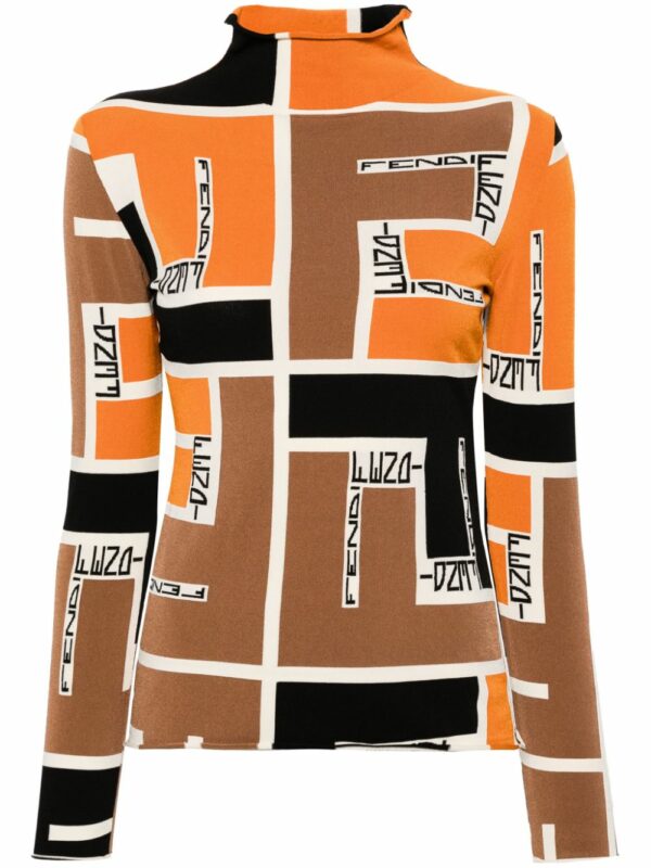 FENDI- Printed High-neck Top