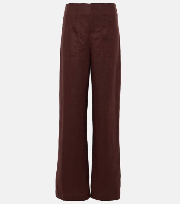 Faithfull Isotta high-rise linen straight pants