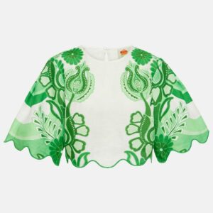 Farm Rio Color Festival printed linen crop top