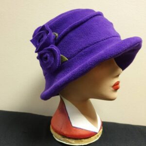 Fleece Lined Purple Hat - Pleated Top-Downton Abbey Hat-Womens Winter Hat-1930-Ladies Hat-Cloche Hat