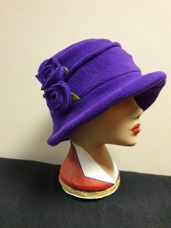 Fleece Lined Purple Hat - Pleated Top-Downton Abbey Hat-Womens Winter Hat-1930-Ladies Hat-Cloche Hat