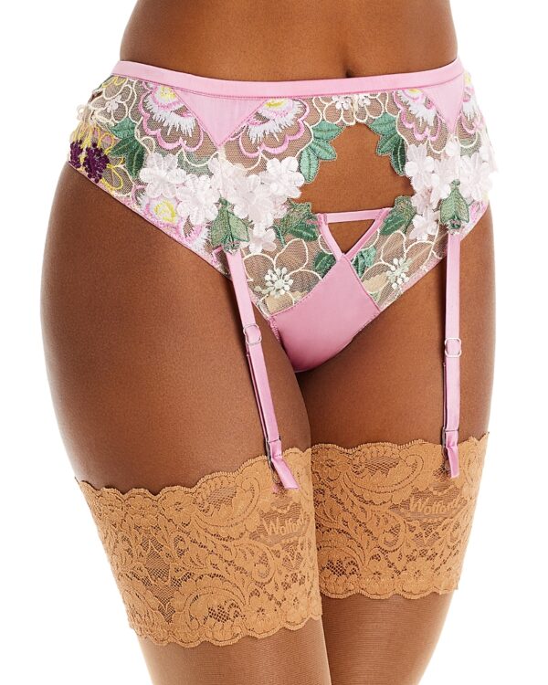 Fleur du Mal Jardin Embroidery Garter Belt