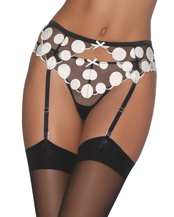 Fleur du Mal Polka Dot Embroidery Garter Belt