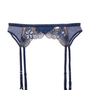 Fleur du Mal Violet Embroidered Garter Belt