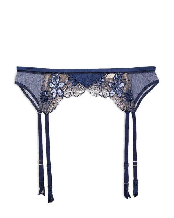 Fleur du Mal Violet Embroidered Garter Belt