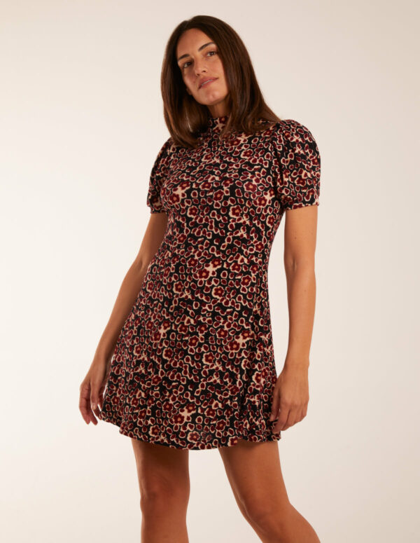 Floral Animal Smock Mini Dress - L / MULTI