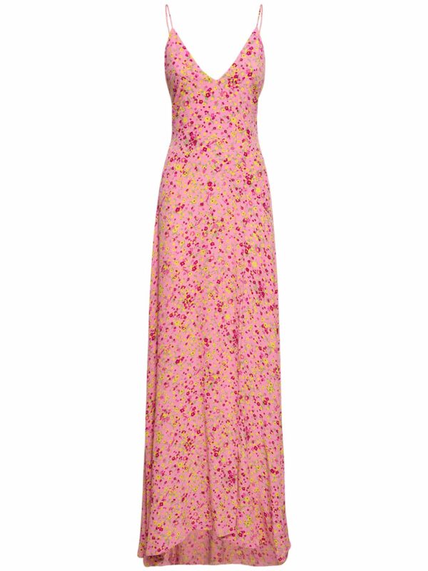 Floral Print Jacquard Maxi Slip Dress