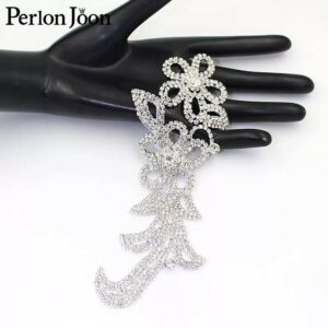 Flower Rhinestone Body Applique Trim Dress Embellishment Sparkling Waistline Diamante Wedding Bridal Prom Dance Hair Decoration