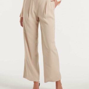 Forever New Women's Ines Tailored Straight-Leg Pants in Neutral, Size 8 Viscose/Polyester