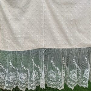 French Antique Silk? & Lace Base Of Skirt/Exquisite Detail Circa 1900S From Paris Fine Embroidered Piece On Tulle