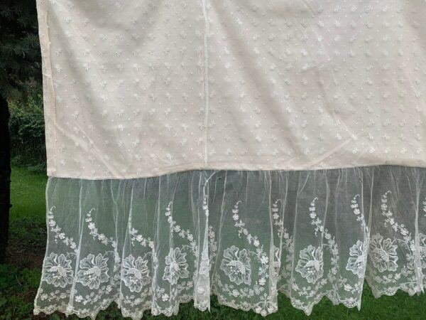 French Antique Silk? & Lace Base Of Skirt/Exquisite Detail Circa 1900S From Paris Fine Embroidered Piece On Tulle