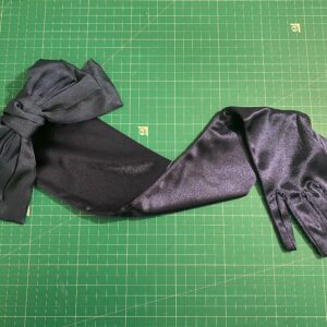 French Navy Bow Gloves Extra Long Opera Length Elbow Shiny Satin Silky Wedding Hen Do Bride Cosplay Dress Up Glove Bridal Dance Drag Prom