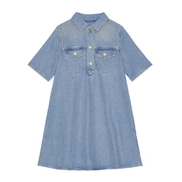 GANNI Heavy Denim Mini Dress - Tint Wash