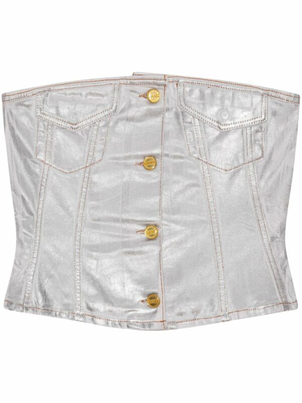 GANNI- Organic Cotton Denim Corset