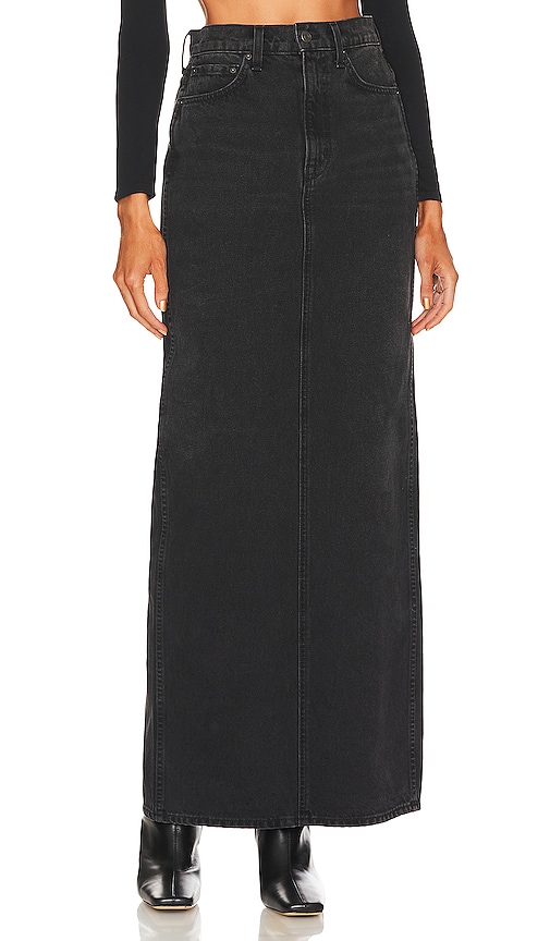 GRLFRND Amara Maxi Pencil Skirt with Back Slit in Black. Size 23, 24, 25, 26, 27, 28, 29, 31, 32.