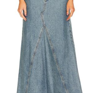 GRLFRND Fiona Godet Maxi Skirt in Blue. Size 23, 24.