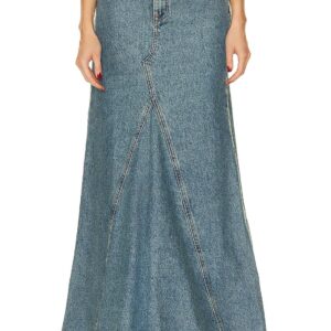 GRLFRND Fiona Godet Maxi Skirt in Inwood Hill - Blue. Size 24 (also in 23, 25).