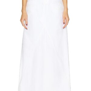 GRLFRND Fiona Godet Maxi Skirt in White Rip - White. Size 29 (also in 23, 24, 25, 26, 27, 28, 30, 31).