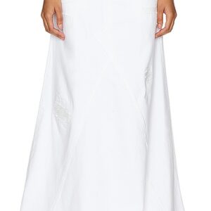 GRLFRND Fiona Godet Maxi Skirt in White. Size 23, 24, 25, 26, 27, 28, 29, 30.