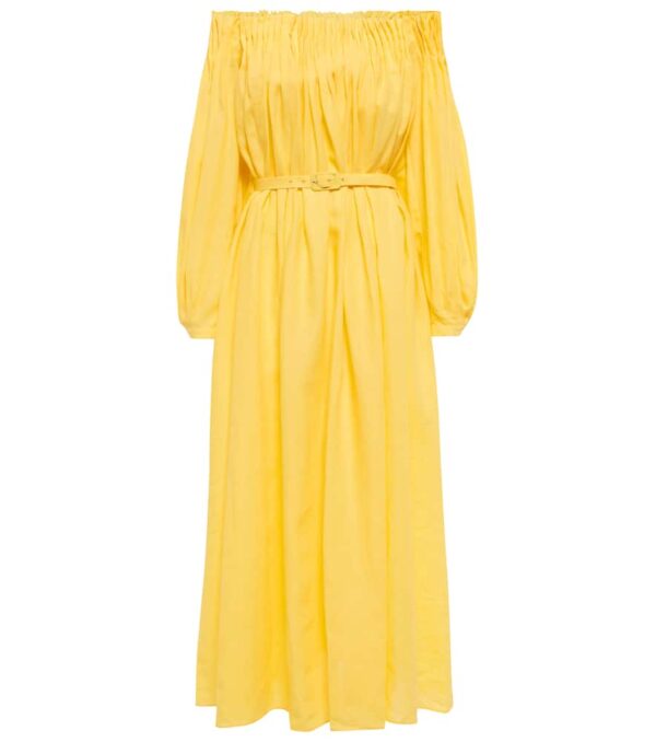 Gabriela Hearst Martha off-shoulder linen maxi dress