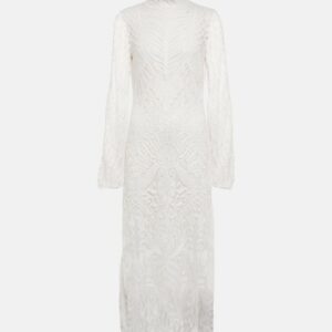 Galvan Bridal Borghese backless lace midi dress