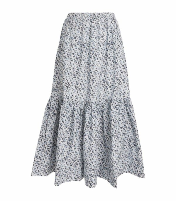 Ganni Cotton Tiered Midi Skirt